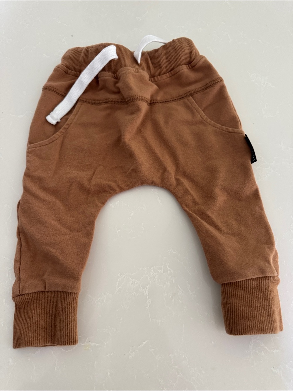 Little Bipsy Brown Jogger Pants with White Drawstring